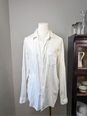 Current/Elliott White Cotton Button Down Shirt Relaxed Fit Size 2 (S)